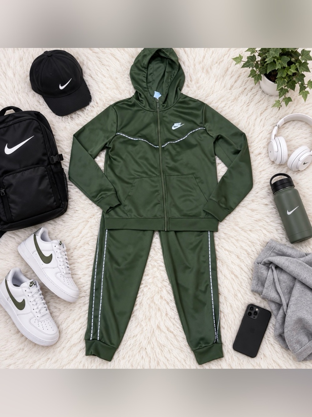 Nike Kids Dark Green Hooded Jogger Set